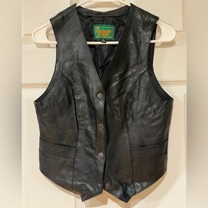 Snap leather vest